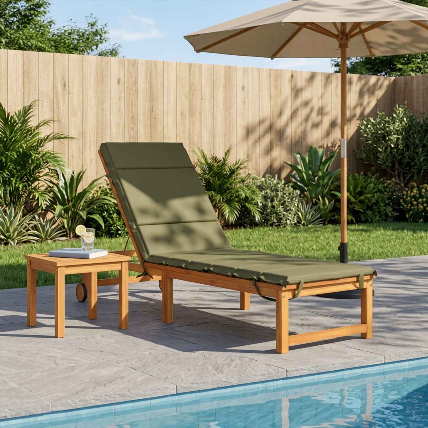 vidaXL Sunlounger Cushion GEMERT 100% Polyester Olive Green