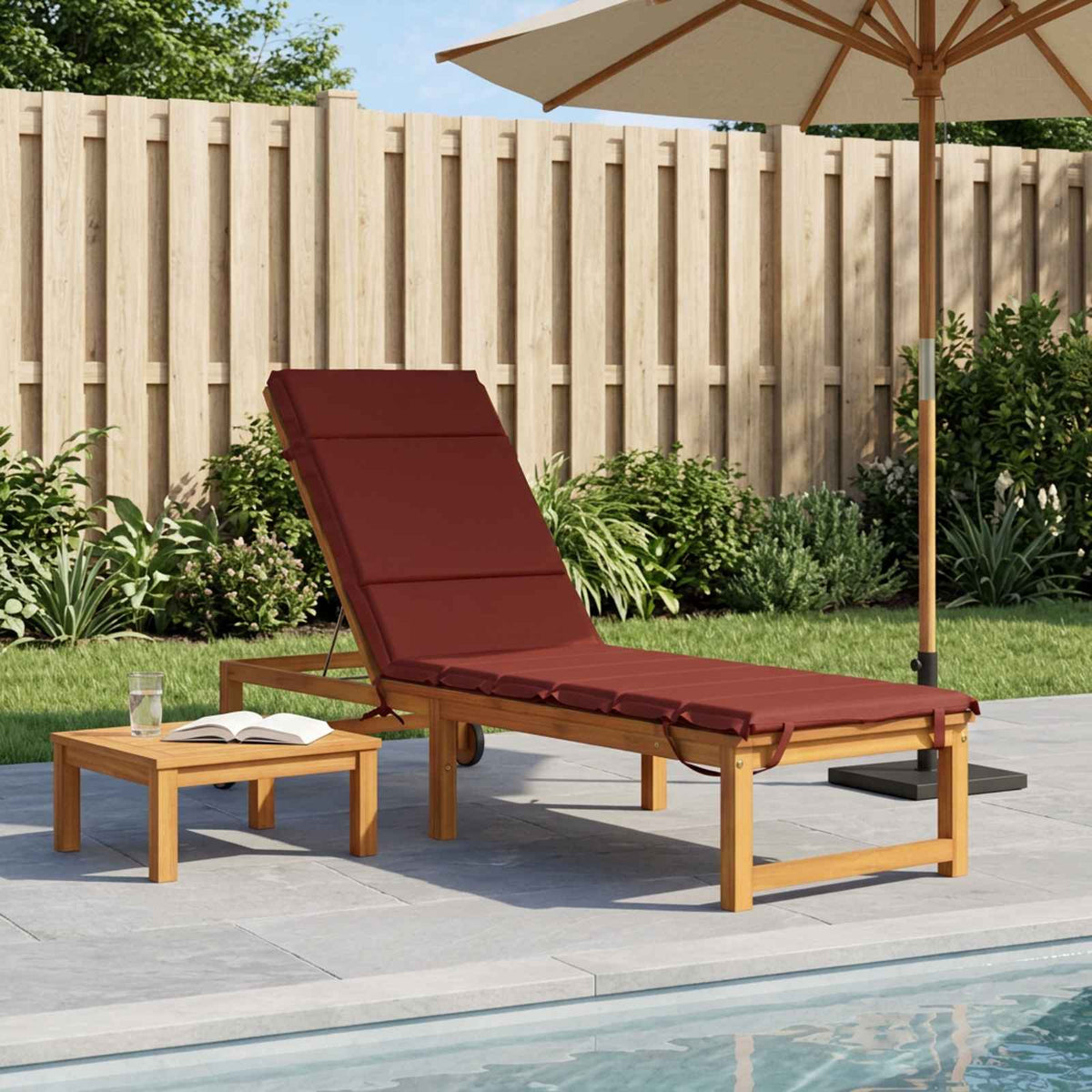 vidaXL Sunlounger Cushion GEMERT 100% Polyester Red 200 x 60 x 3 cm