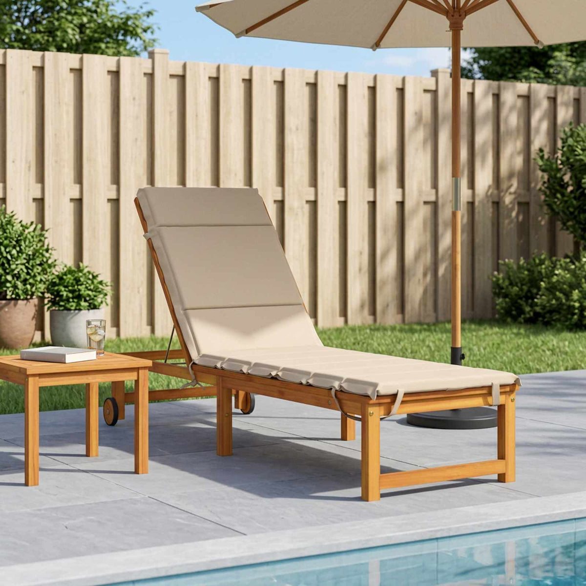 vidaXL Sunlounger Cushion GEMERT 100% Polyester Cream 200 x 55 x 3 cm