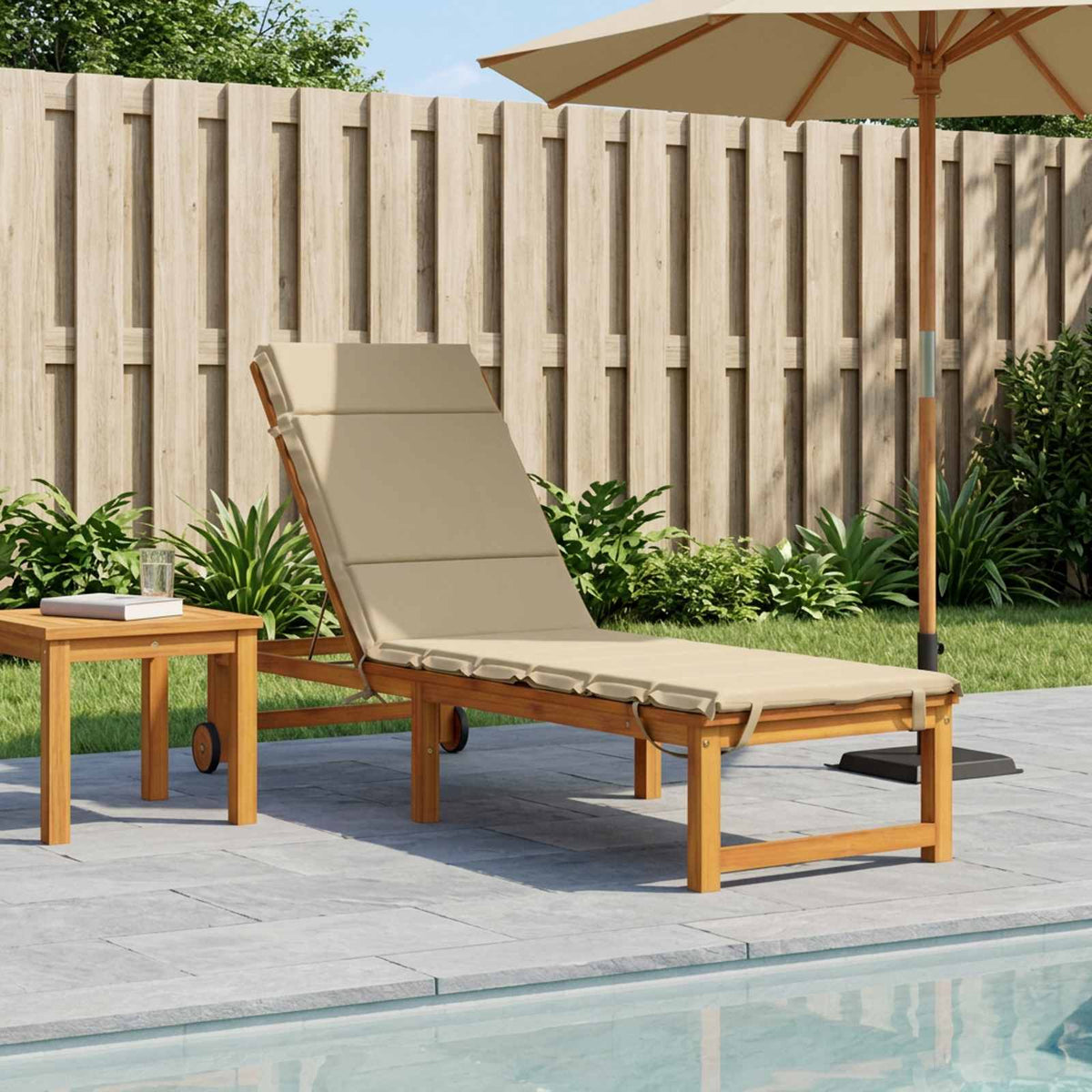 vidaXL Sunlounger Cushion GEMERT 100% Polyester Beige 200 x 60 x 3 cm