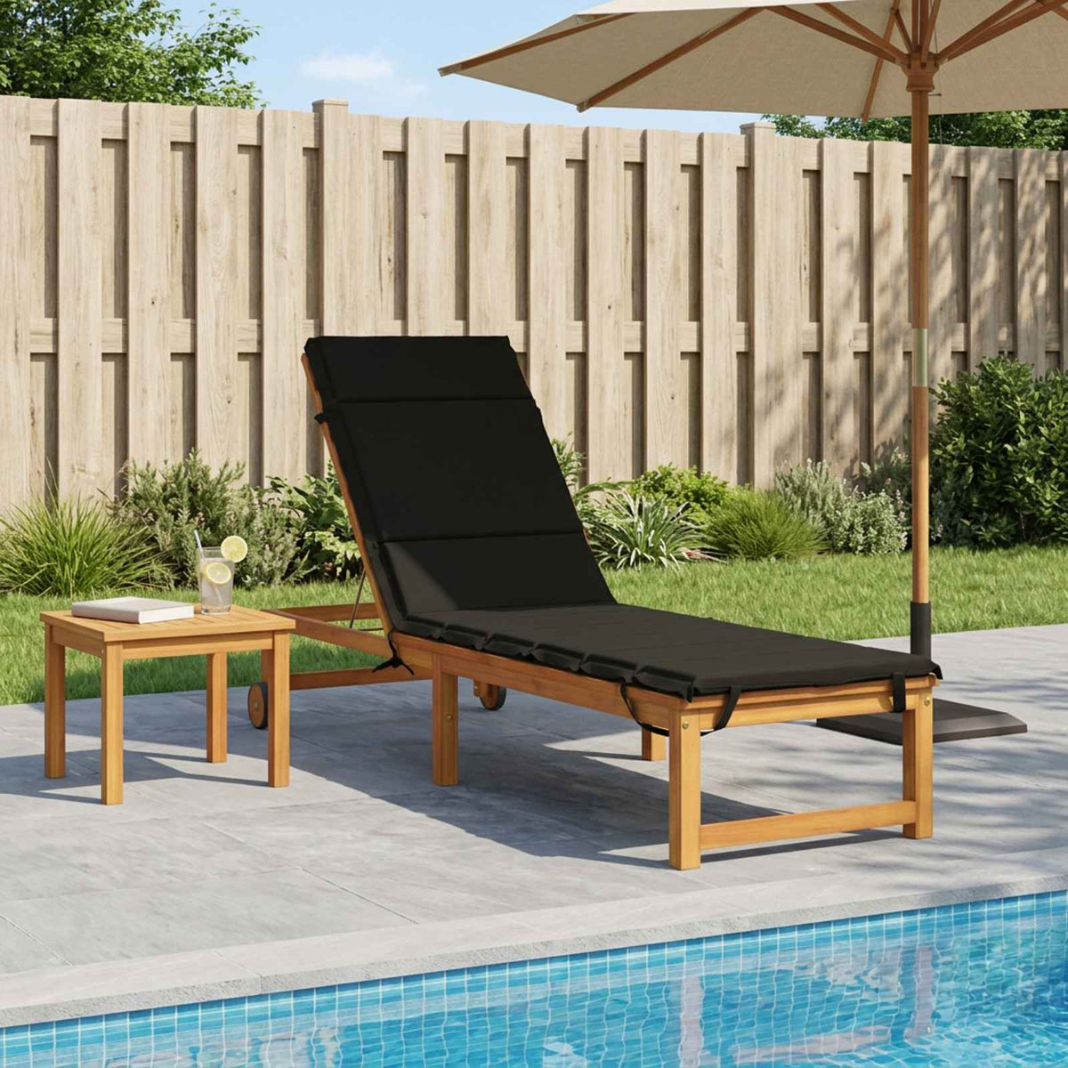 vidaXL Sunlounger Cushion GEMERT 100% Polyester Black 200 x 55 x 3 cm