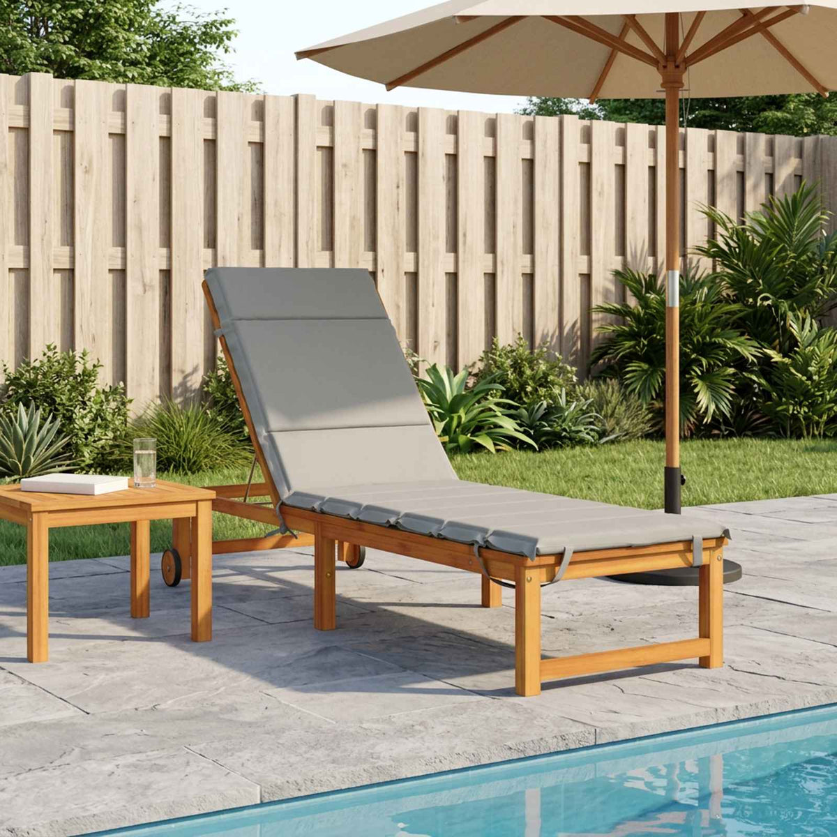 vidaXL Sunlounger Cushion GEMERT 100% Polyester Grey 200 x 60 x 3 cm