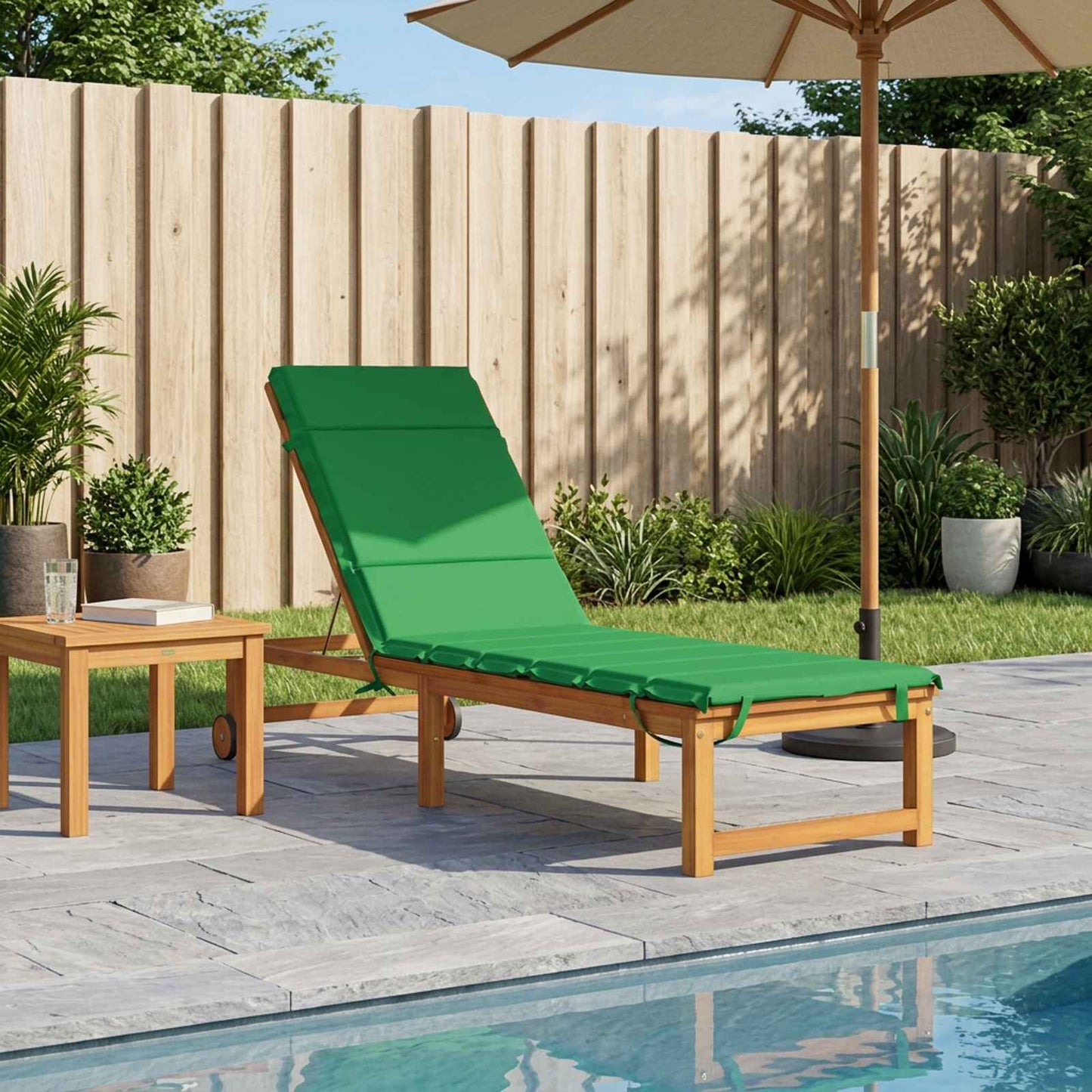 vidaXL Sunlounger Cushion GEMERT 100% Polyester Green 200 x 50 x 3 cm