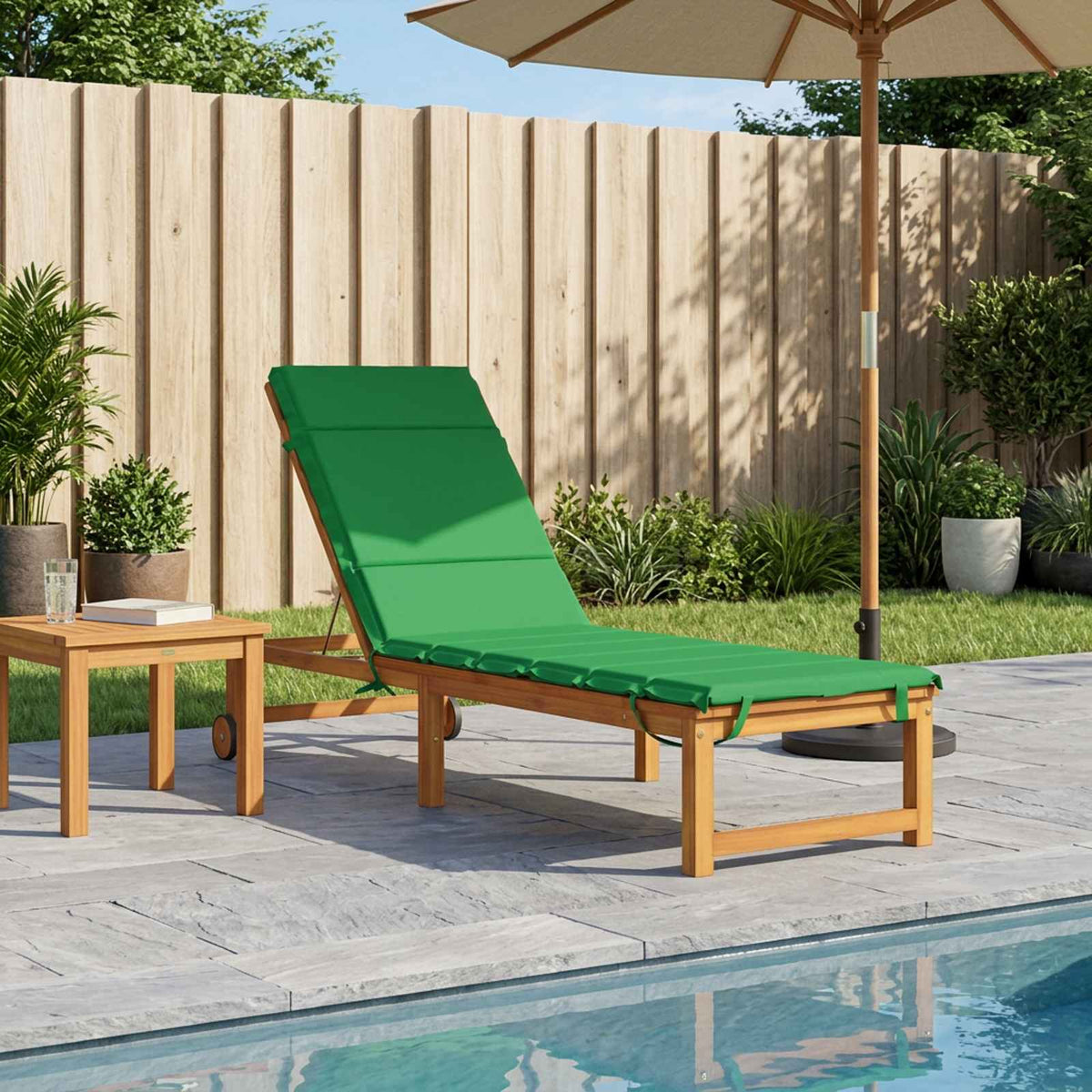 vidaXL Sunlounger Cushion GEMERT 100% Polyester Green 200 x 55 x 3 cm