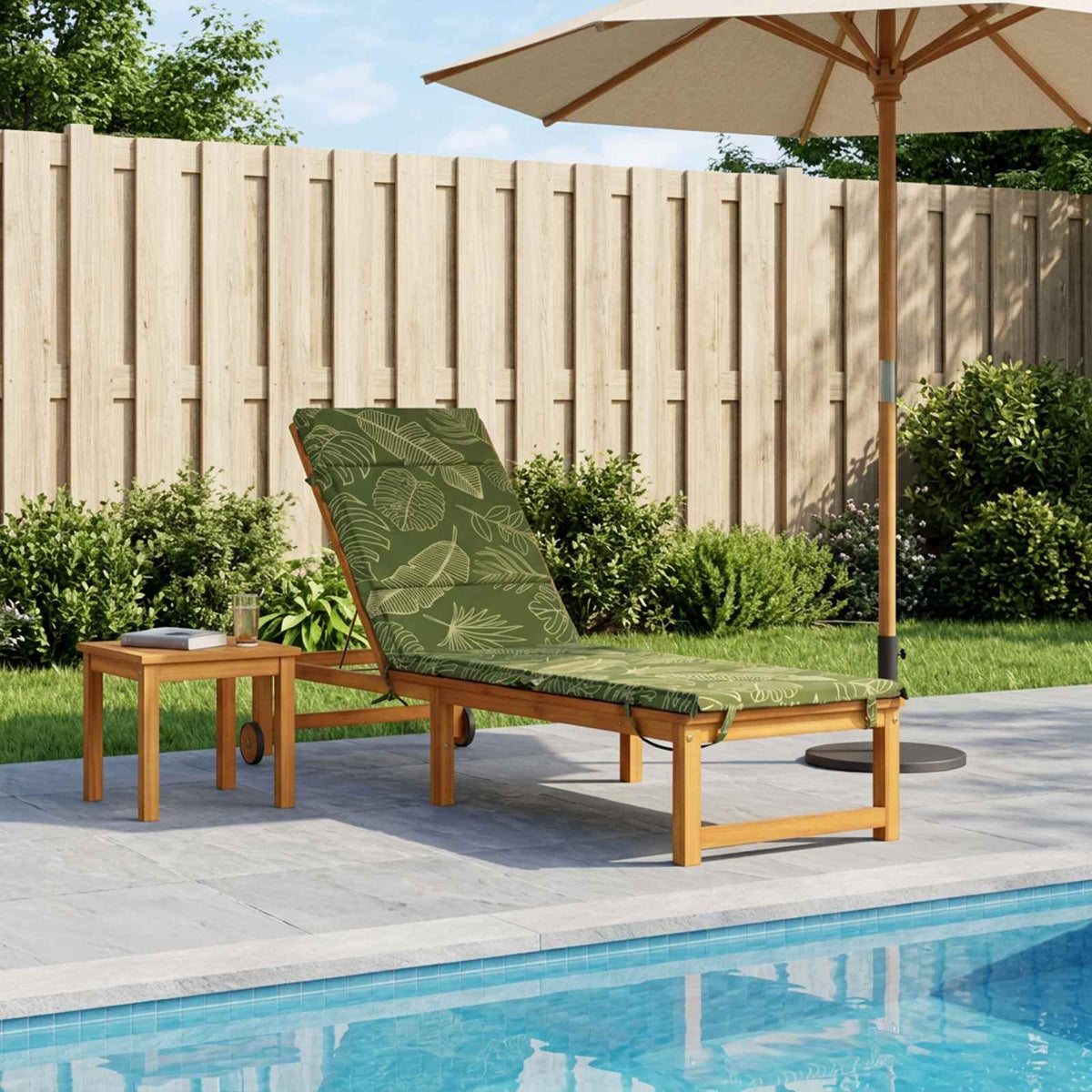 vidaXL Sunlounger Cushion GEMERT 100% Polyester Leaf Design