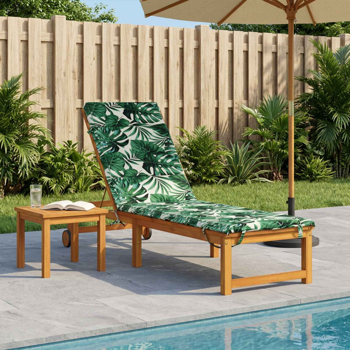 vidaXL Sunlounger Cushion GEMERT 100% Polyester Leaf Pattern