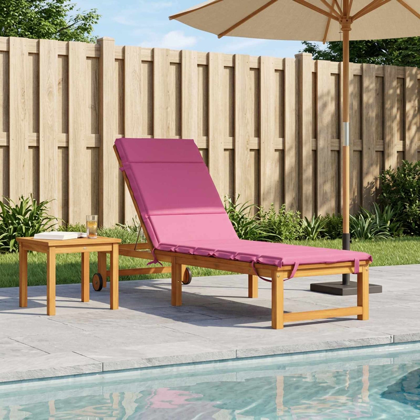 vidaXL Sunlounger Cushion GEMERT 100% Polyester Pink 200 x 60 x 3 cm