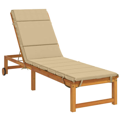 vidaXL Sunlounger Cushion GEMERT 100% Polyester Beige 200 x 60 x 3 cm