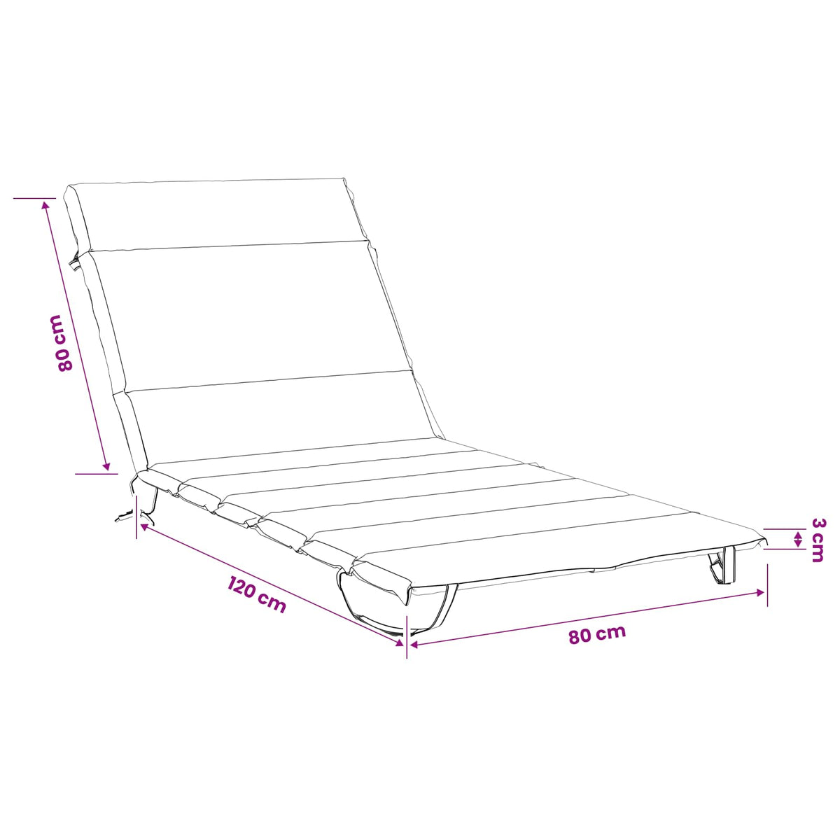 vidaXL Sunlounger Cushion GEMERT 100% Polyester Blue 200 x 80 x 3 cm