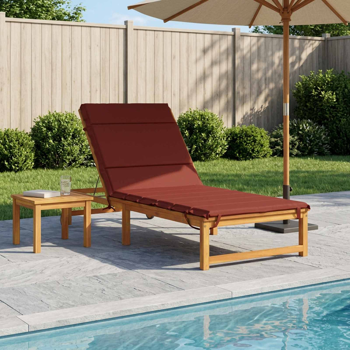 vidaXL Sunlounger Cushion GEMERT 100% Polyester Red 200 x 70 x 3 cm