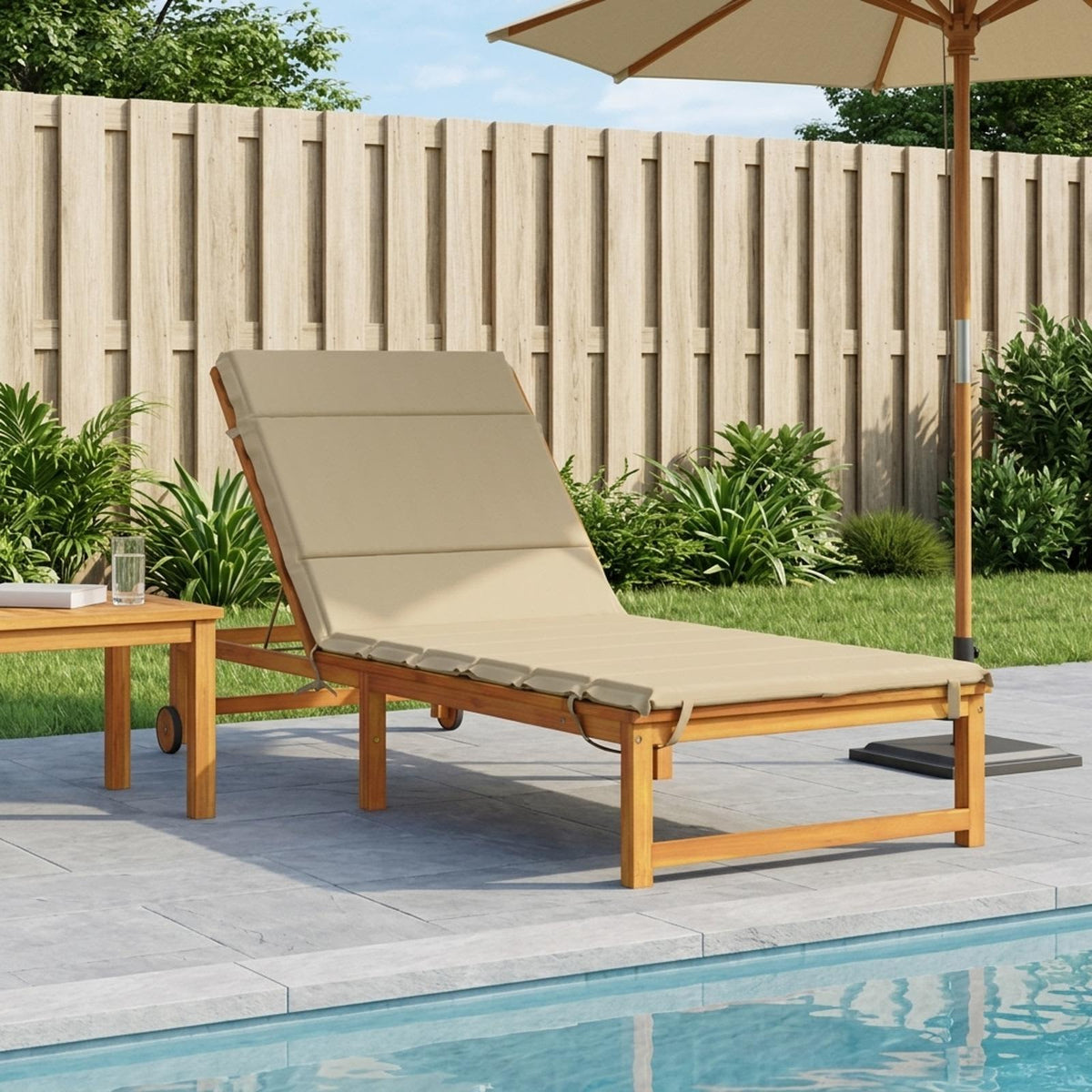 vidaXL Sunlounger Cushion GEMERT 100% Polyester Beige 200 x 90 x 3 cm