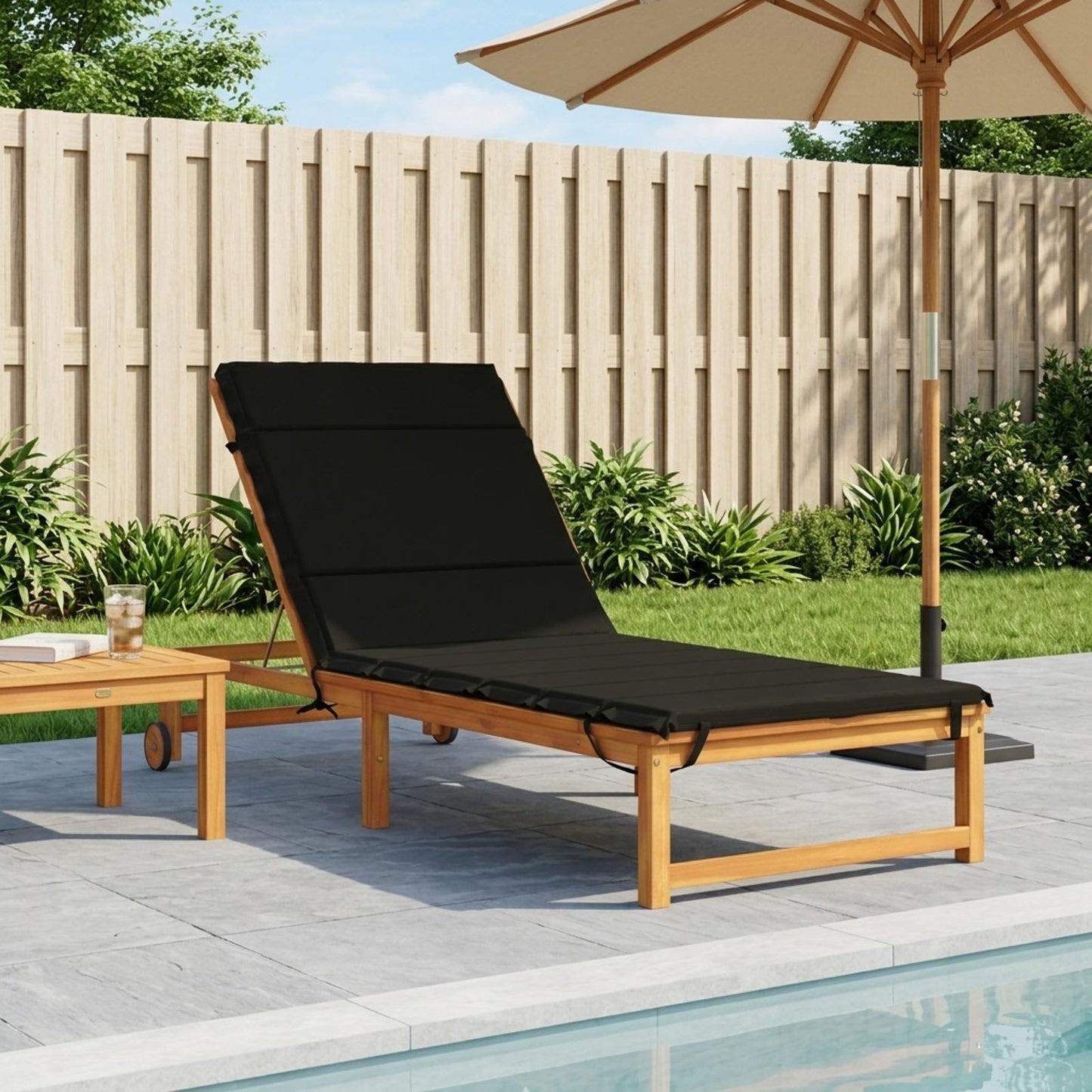 vidaXL Sunlounger Cushion GEMERT 100% Polyester Black 200 x 80 x 3 cm
