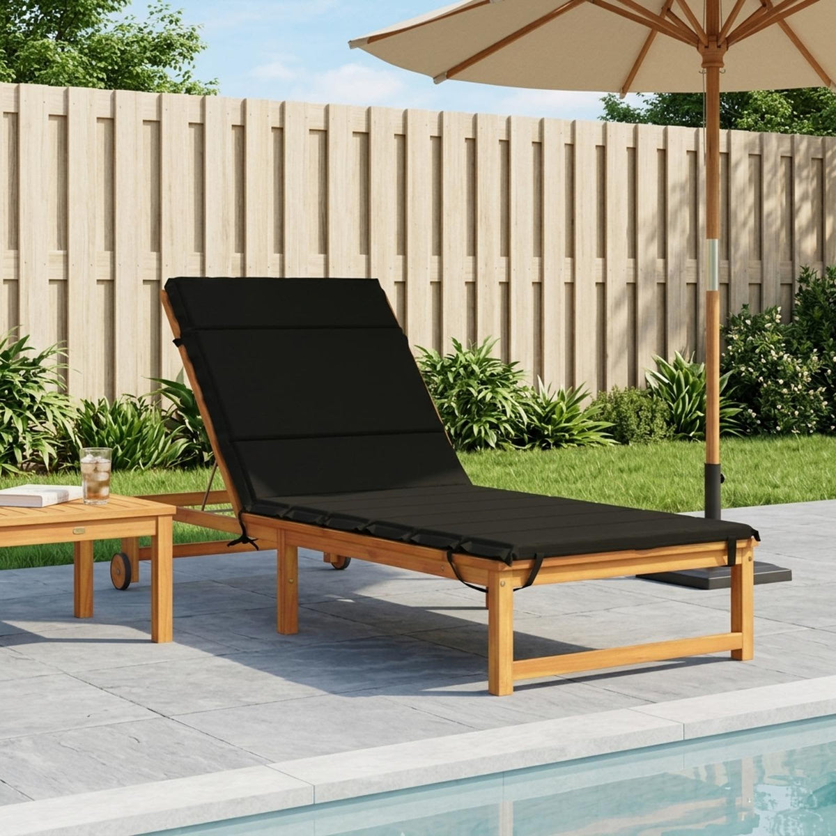 vidaXL Sunlounger Cushion GEMERT 100% Polyester Black 200 x 70 x 3 cm