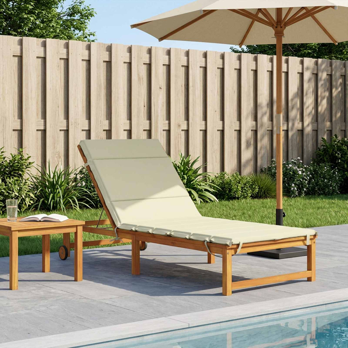vidaXL Sunlounger Cushion GEMERT 100% Polyester Cream 200 x 90 x 3 cm