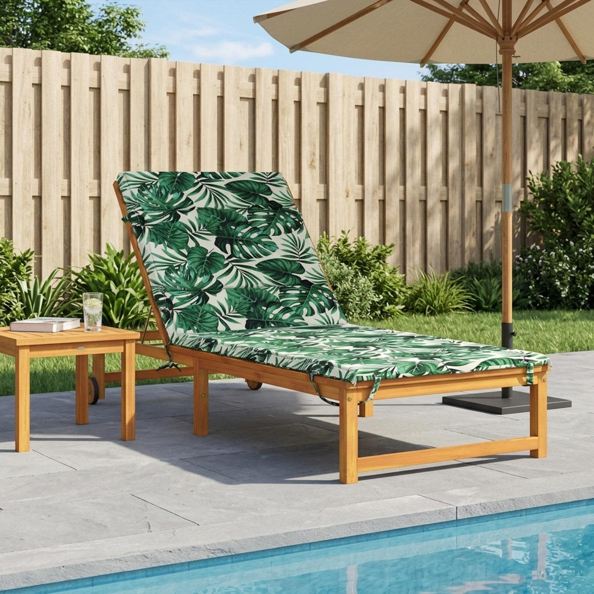 vidaXL Sunlounger Cushion GEMERT 100% Polyester Leaf Pattern