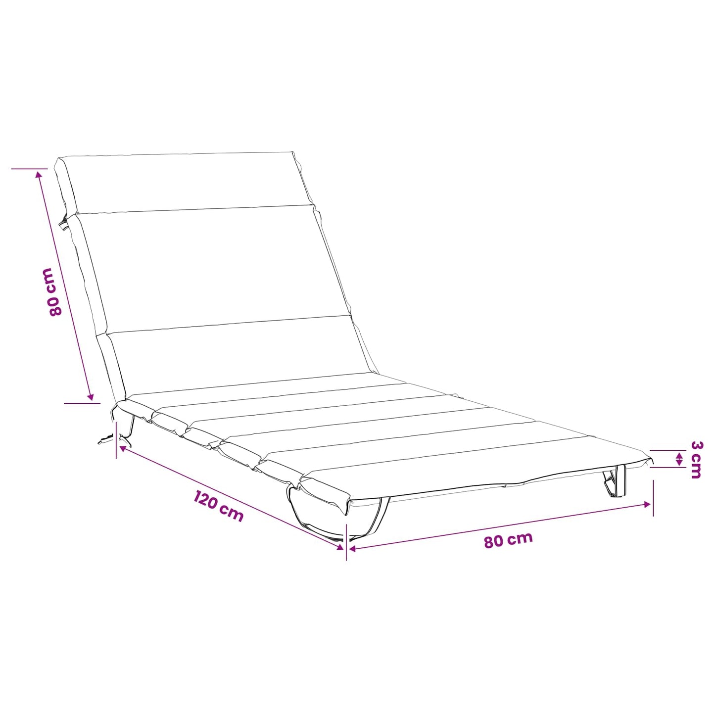vidaXL Sunlounger Cushion GEMERT 100% Polyester Leaf Pattern