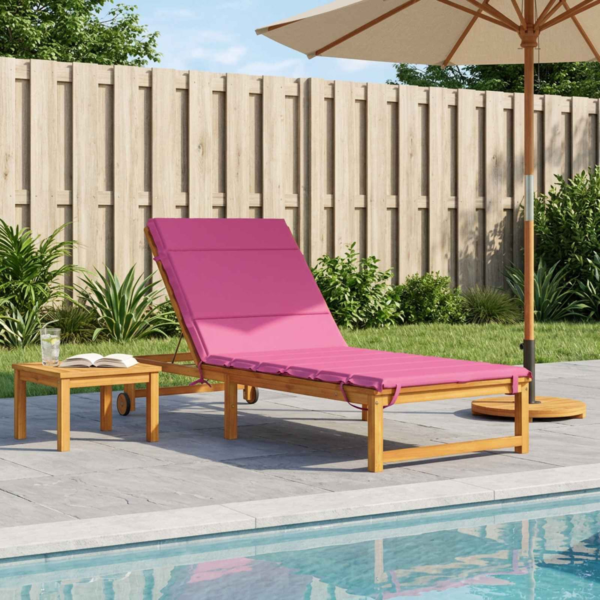 vidaXL Sunlounger Cushion GEMERT 100% Polyester Pink 200 x 80 x 3 cm