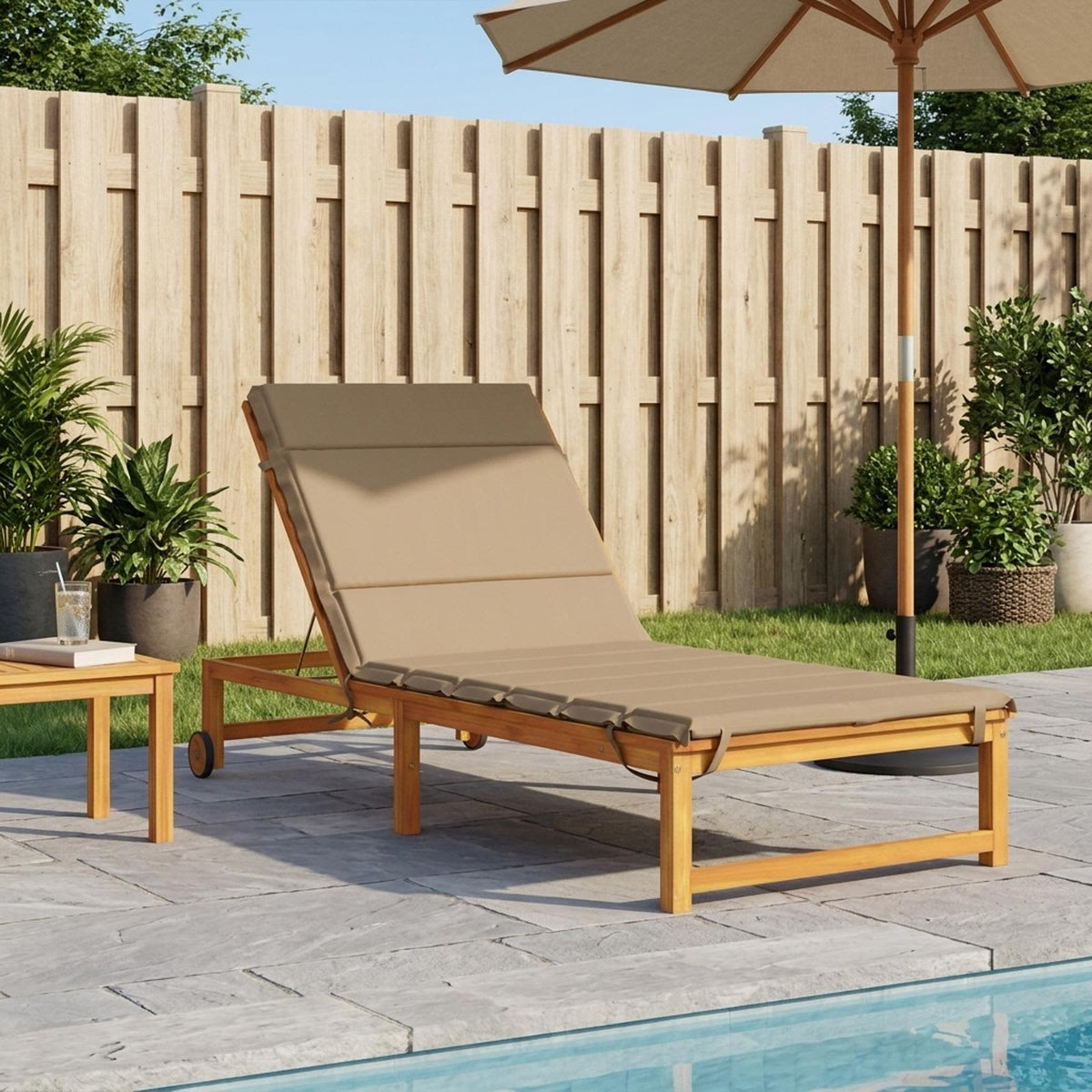 vidaXL Sunlounger Cushion GEMERT 100% Polyester Taupe 200 x 80 x 3 cm