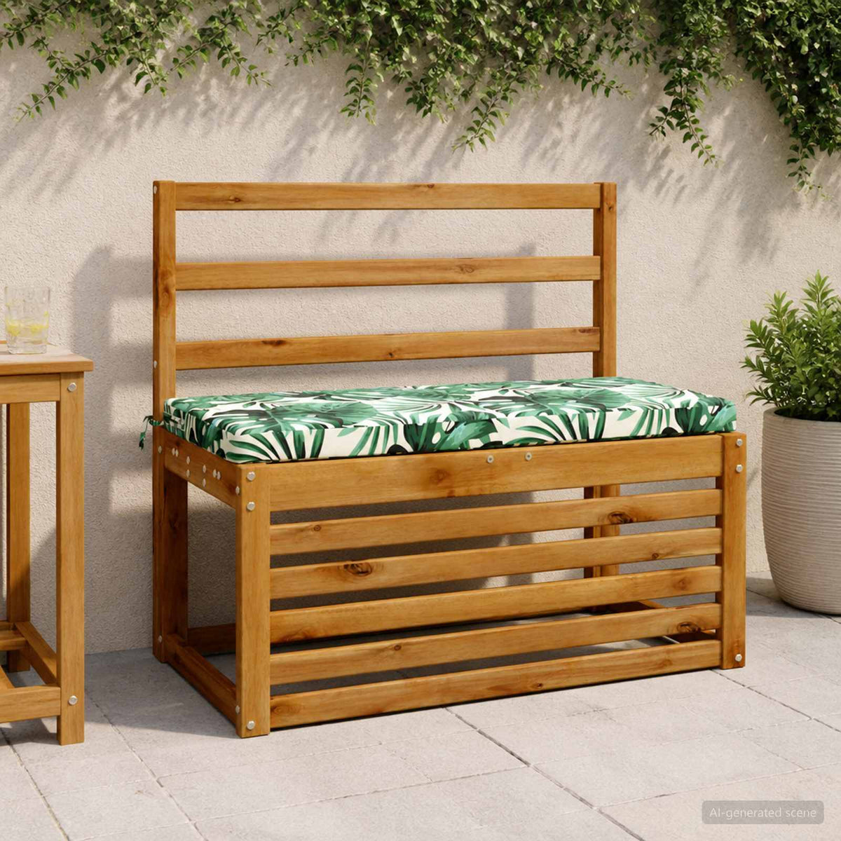 vidaXL Bench Cushion SOEST 100% Polyester Leaf Pattern 60 x 40 x 5 cm