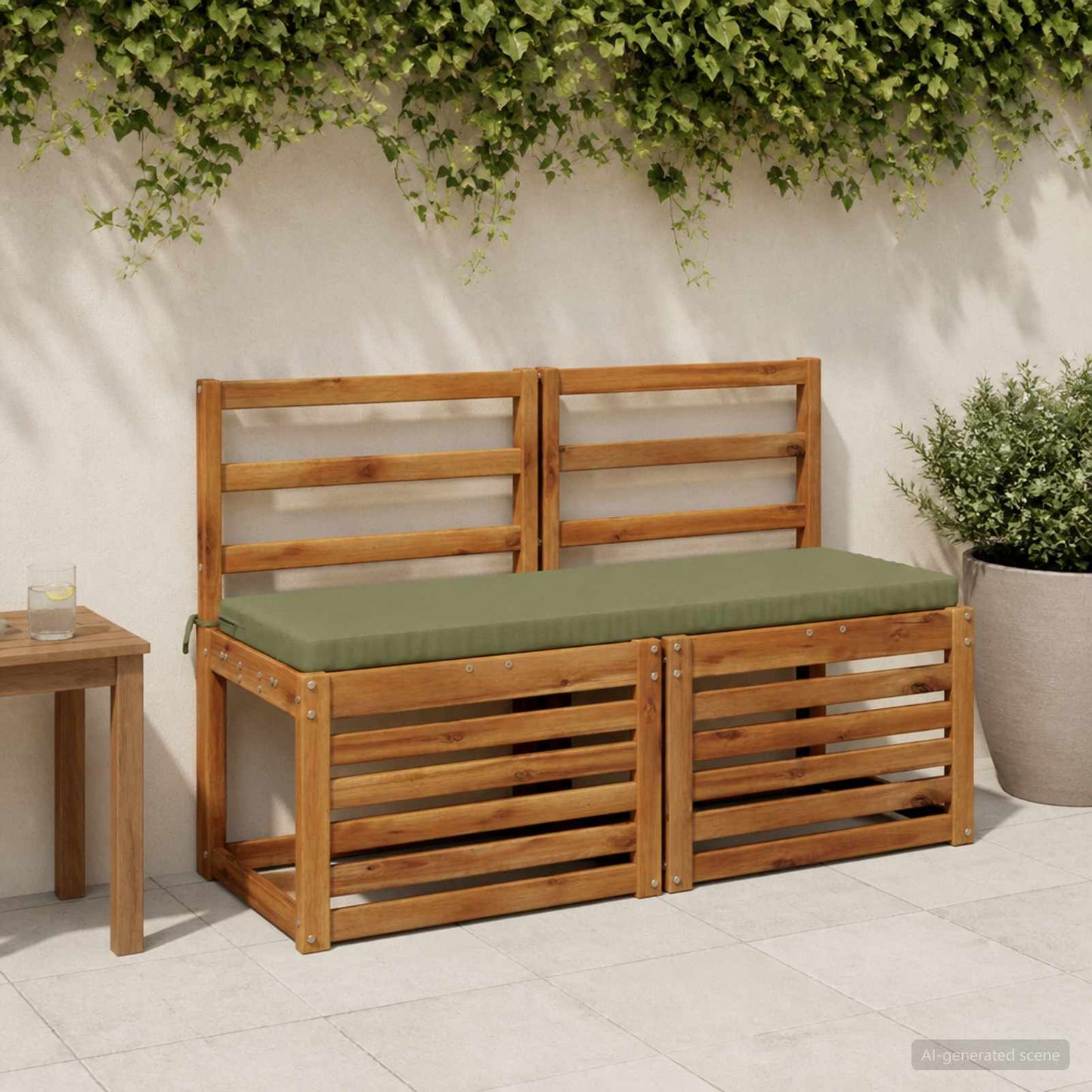 vidaXL 2-Piece Bench Cushions SOEST 2 pcs 100% Polyester Olive Green
