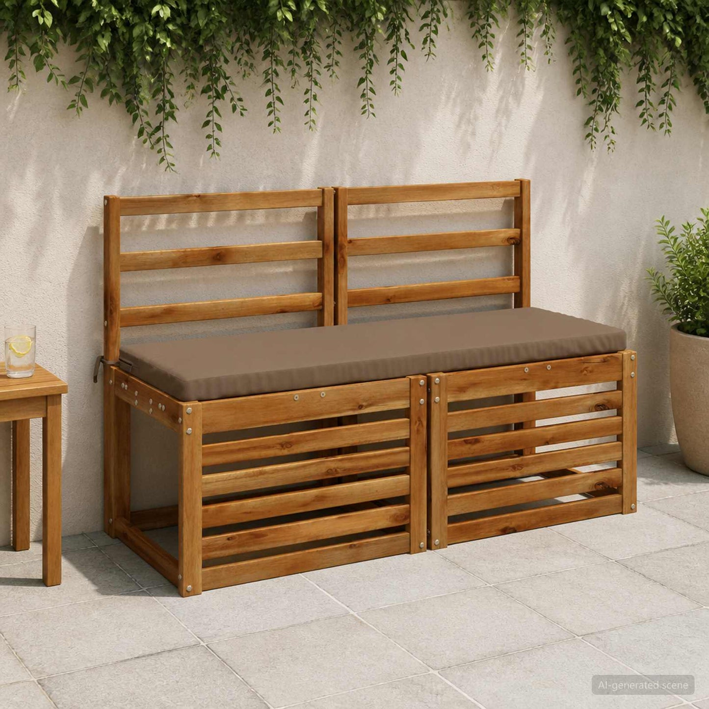 vidaXL 2-Piece Bench Cushions SOEST 2 pcs 100% Polyester Taupe