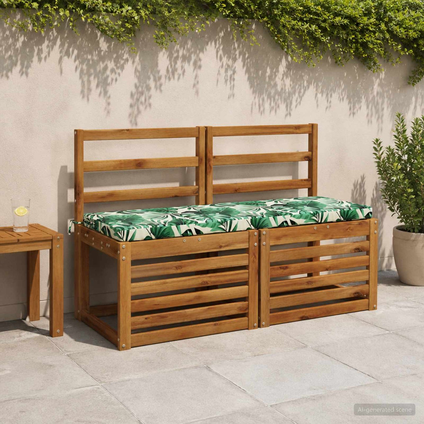 vidaXL Bench Cushion SOEST 100% Polyester Leaf Pattern 120 x 40 x 5 cm