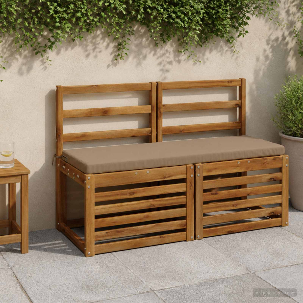 vidaXL 2-Piece Bench Cushions SOEST 2 pcs 100% Polyester Taupe