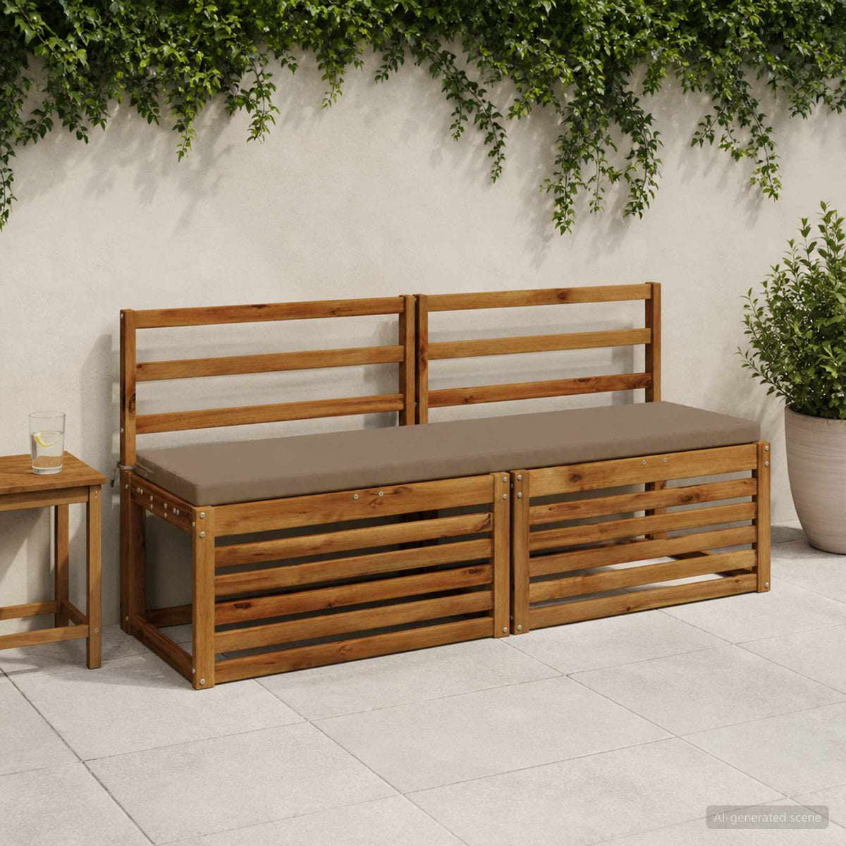 vidaXL 2-Piece Bench Cushions SOEST 2 pcs 100% Polyester Taupe