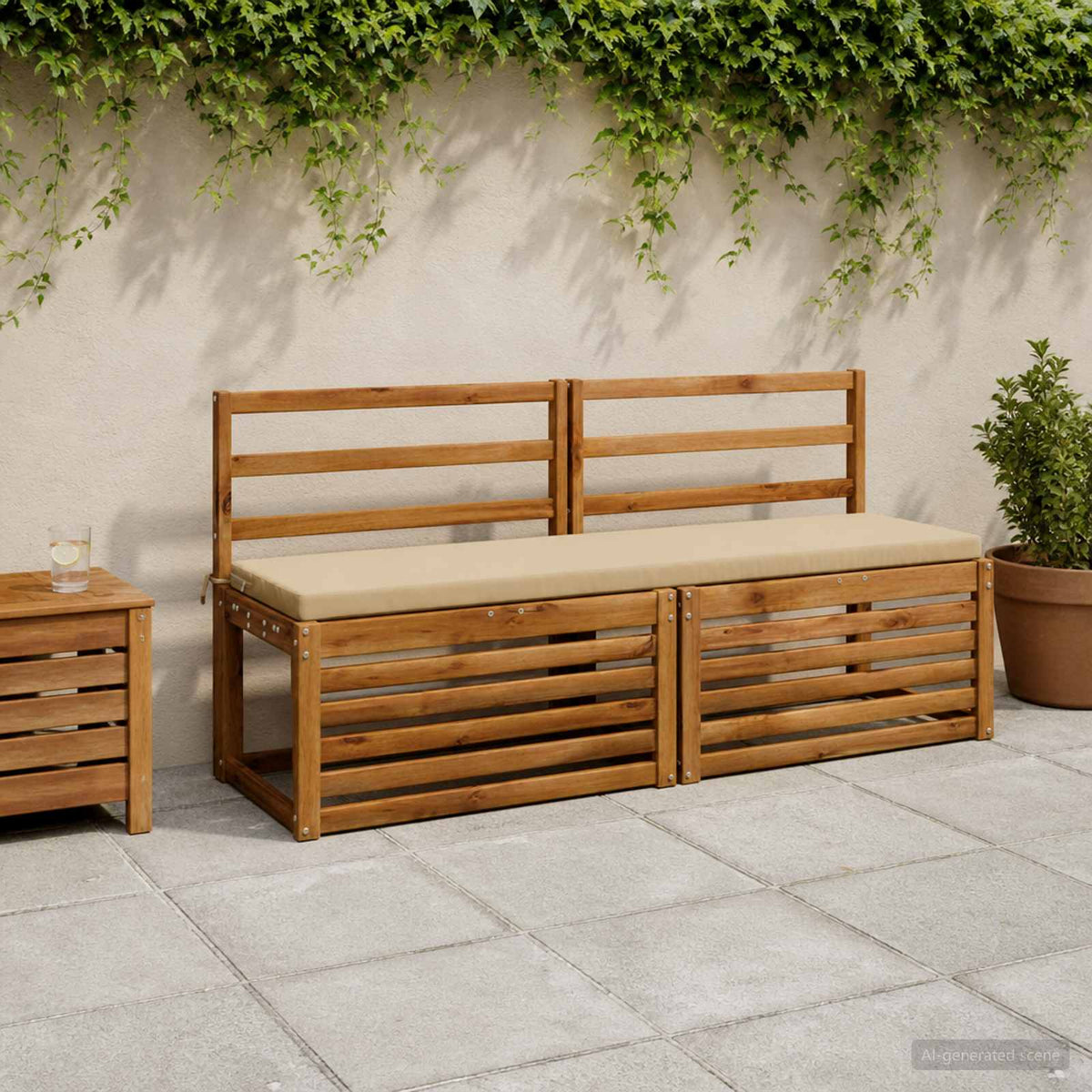 vidaXL 2-Piece Bench Cushions SOEST 2 pcs 100% Polyester Beige