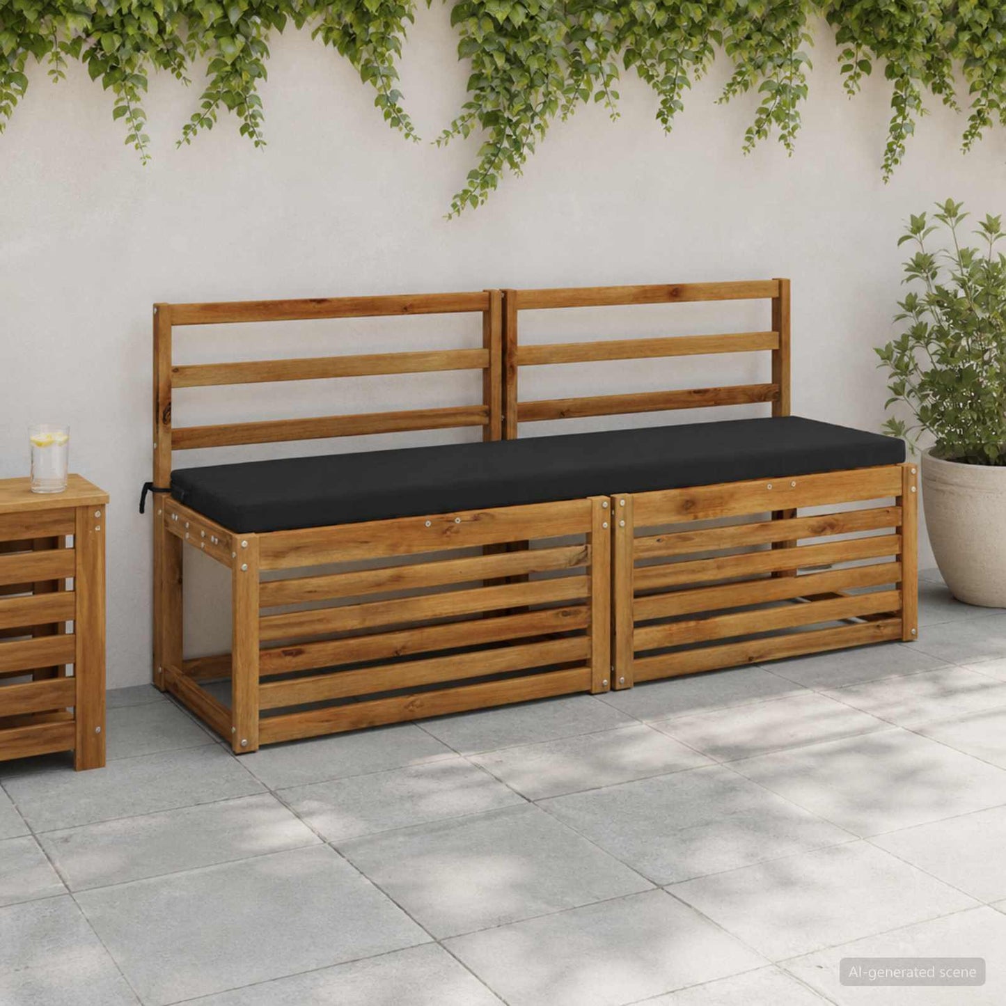 vidaXL 2-Piece Bench Cushions SOEST 2 pcs 100% Polyester Black