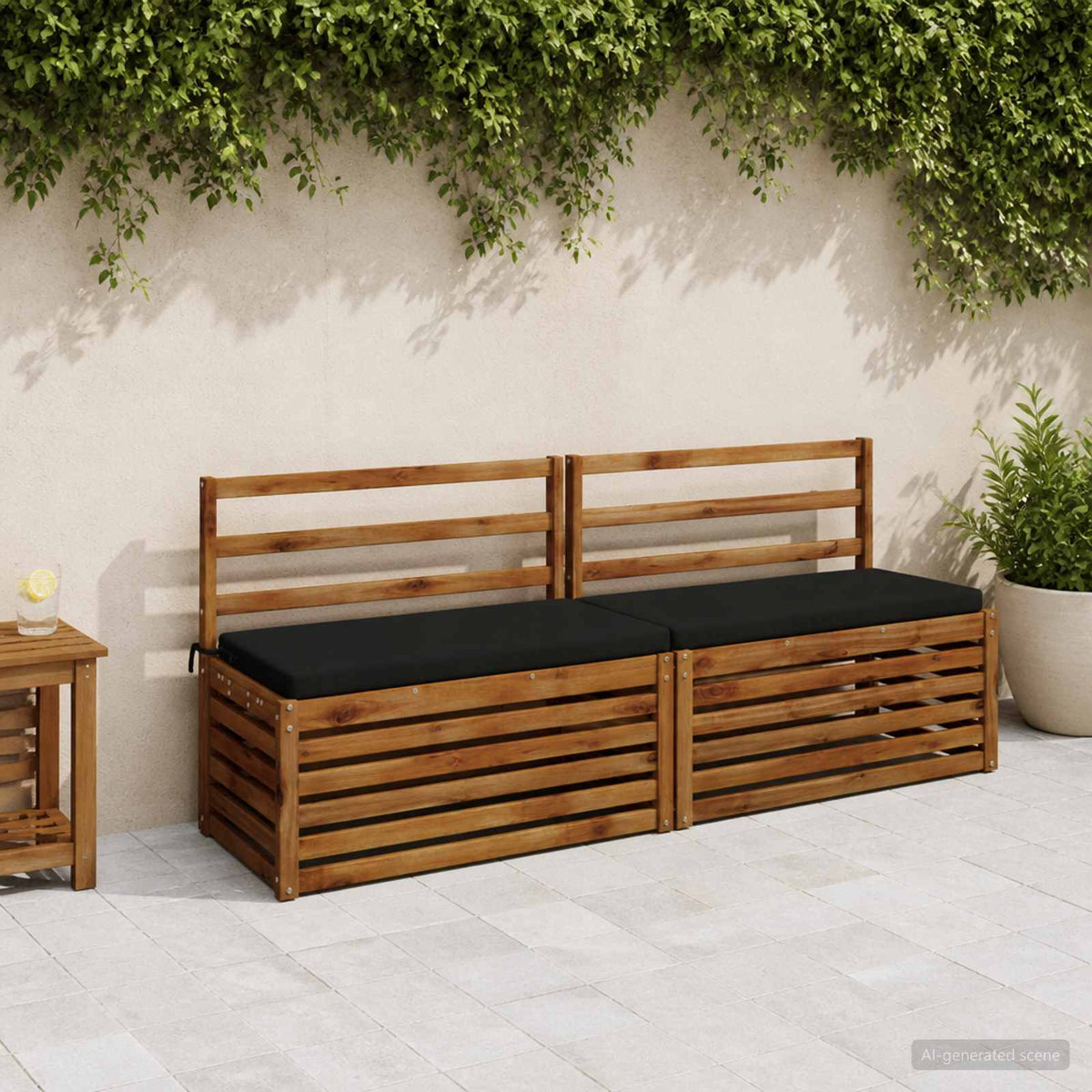 vidaXL 2-Piece Bench Cushions SOEST 2 pcs 100% Polyester Black