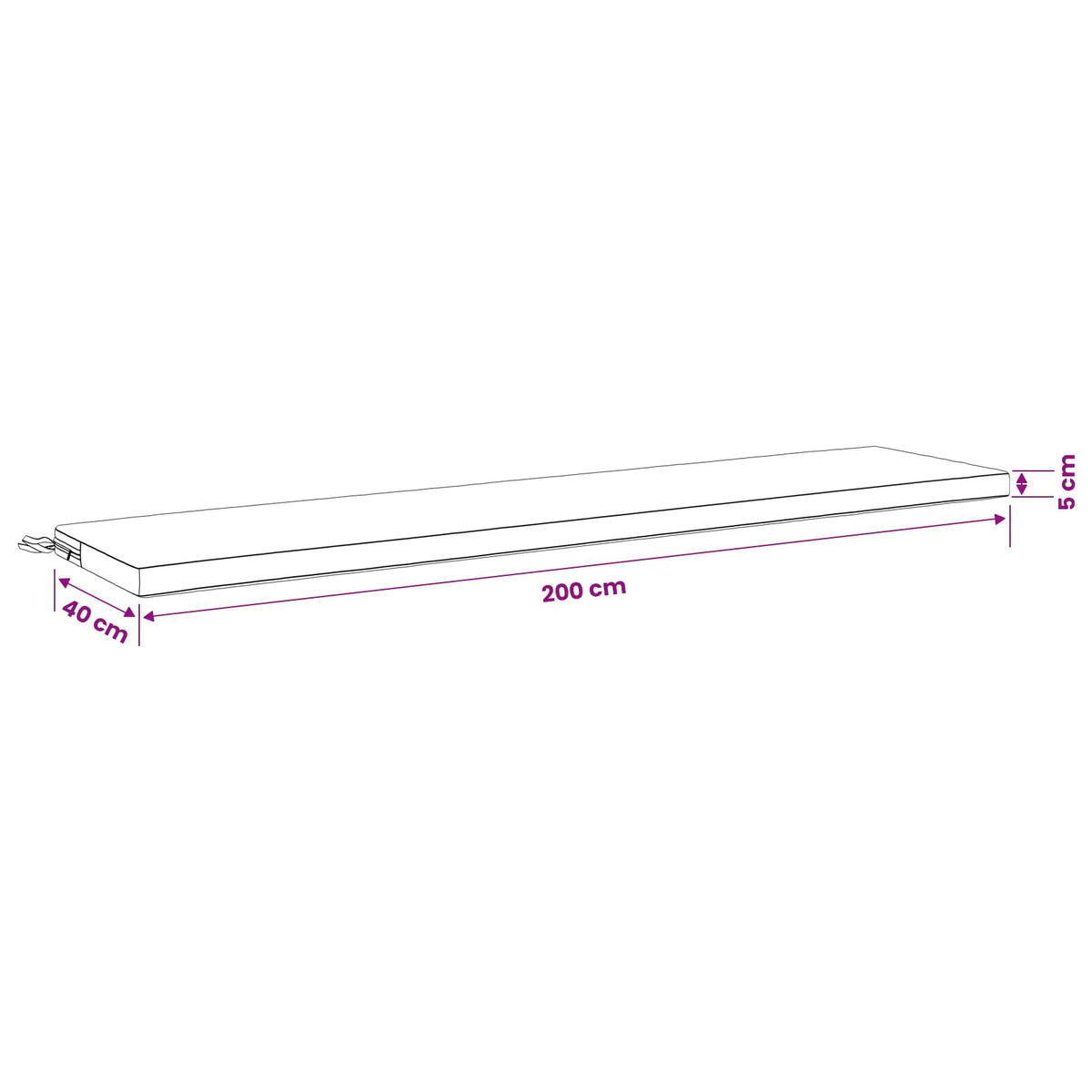vidaXL Bench Cushion SOEST 100% Polyester Green 200 x 40 x 5 cm