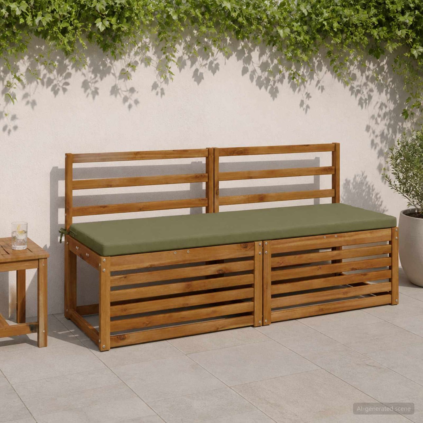 vidaXL 2-Piece Bench Cushions SOEST 2 pcs 100% Polyester Olive Green