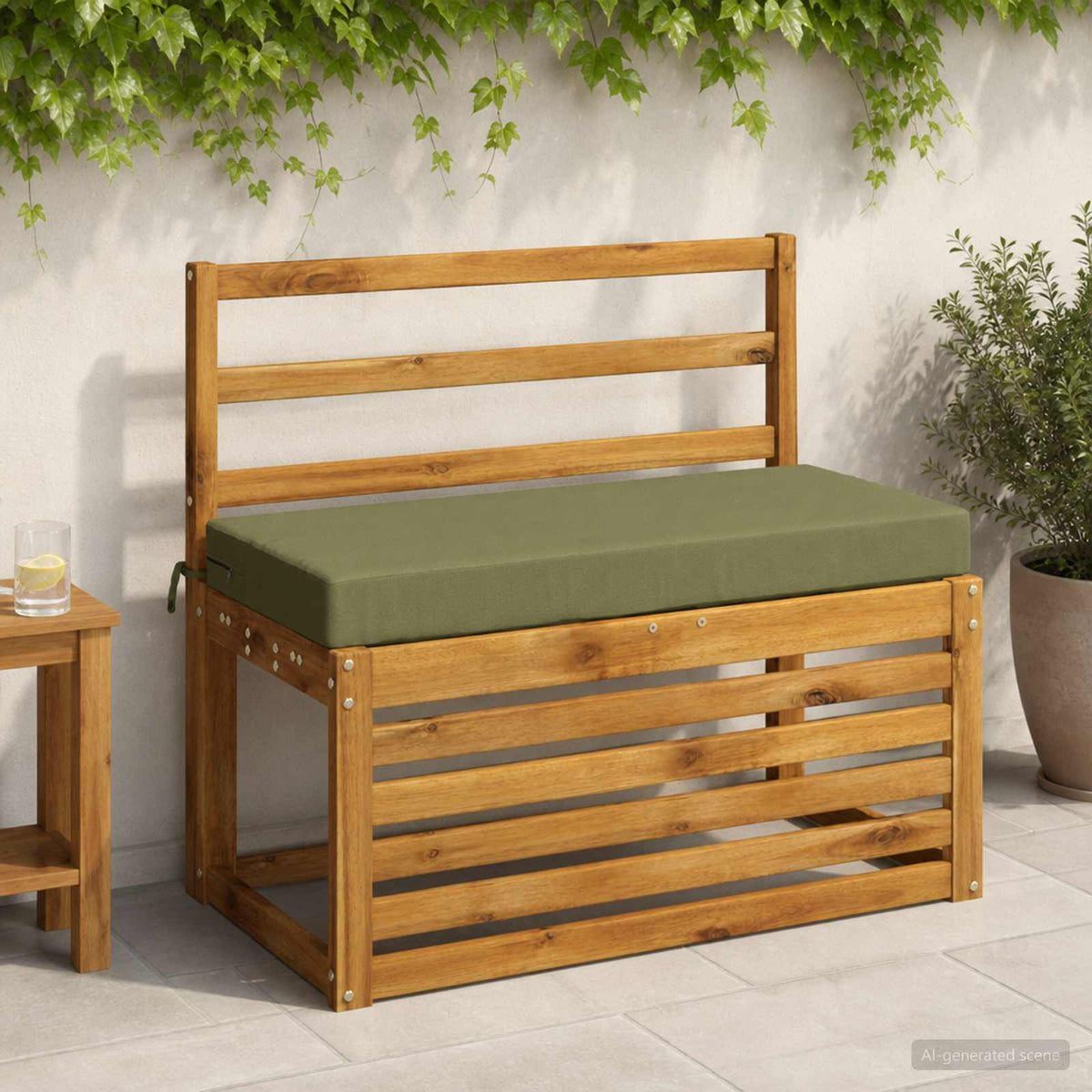 vidaXL Bench Cushion SOEST 100% Polyester Olive Green 80 x 40 x 8 cm