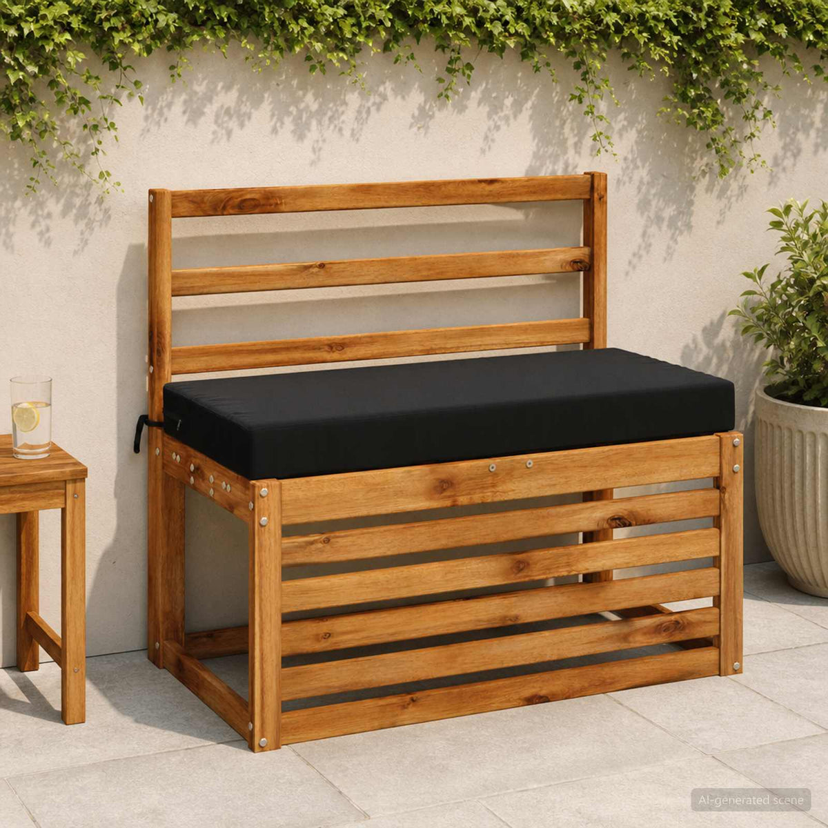 vidaXL Bench Cushion SOEST 100% Polyester Black 60 x 40 x 8 cm