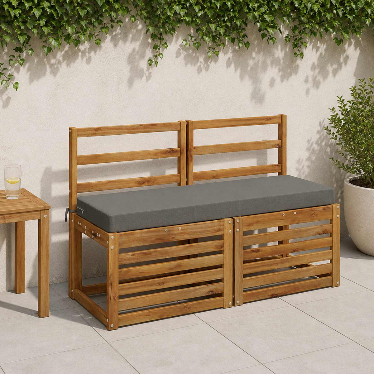 vidaXL Bench Cushions SOEST 2 pcs 100% Polyester Grey 120 x 40 x 8 cm