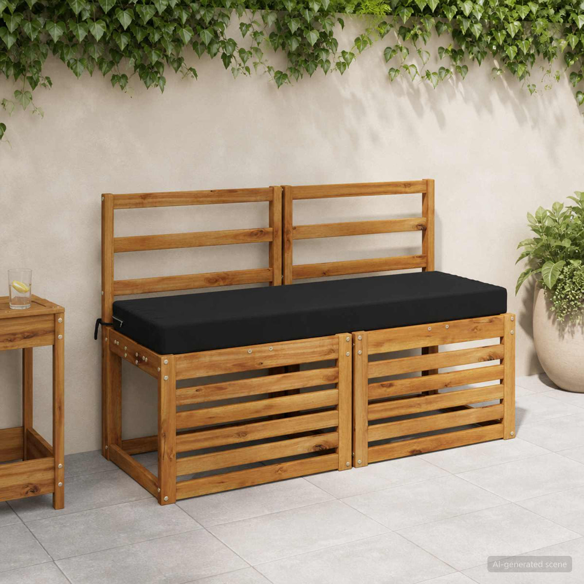 vidaXL Bench Cushion SOEST 100% Polyester Black 120 x 40 x 8 cm