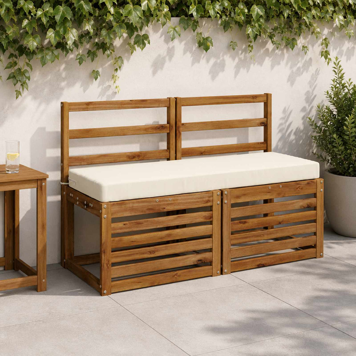vidaXL Bench Cushions SOEST 2 pcs 100% Polyester Cream 120 x 40 x 8 cm