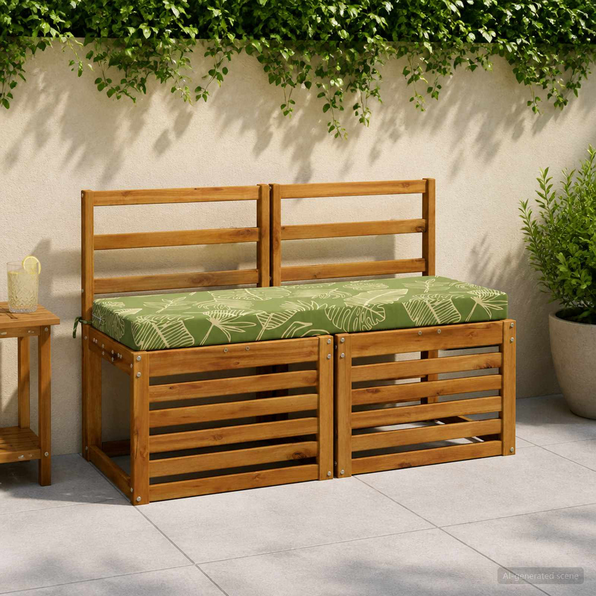 vidaXL 2-Piece Bench Cushions SOEST 2 pcs 100% Polyester Leaf Design