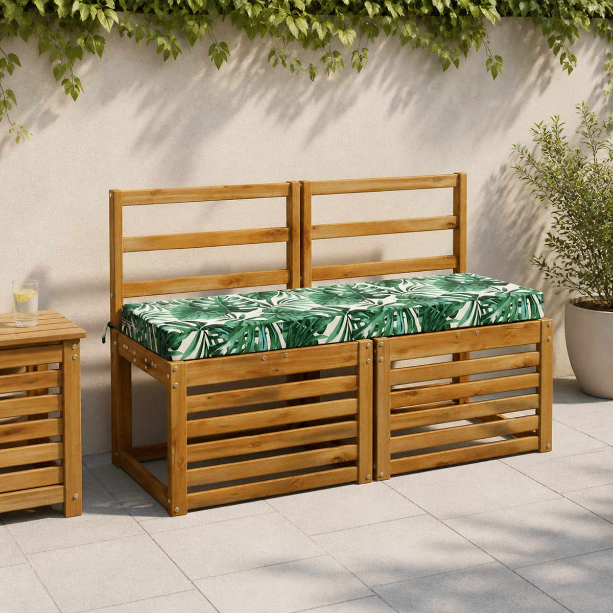 vidaXL Bench Cushion SOEST 100% Polyester Leaf Pattern 110 x 40 x 8 cm