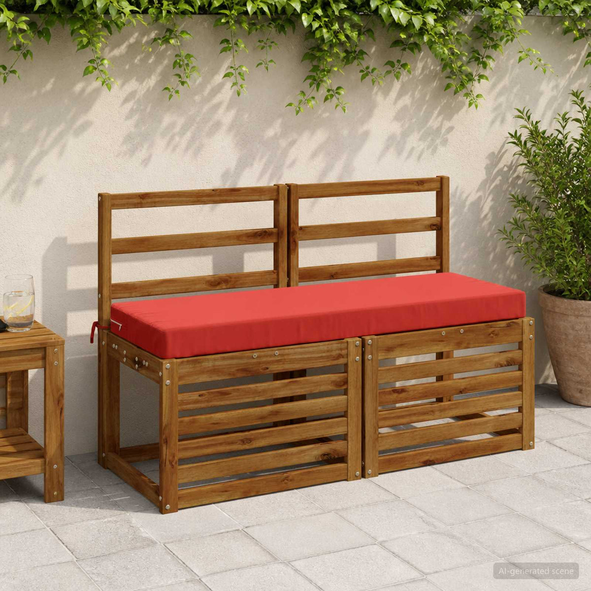 vidaXL Bench Cushions SOEST 2 pcs 100% Polyester Red 120 x 40 x 8 cm
