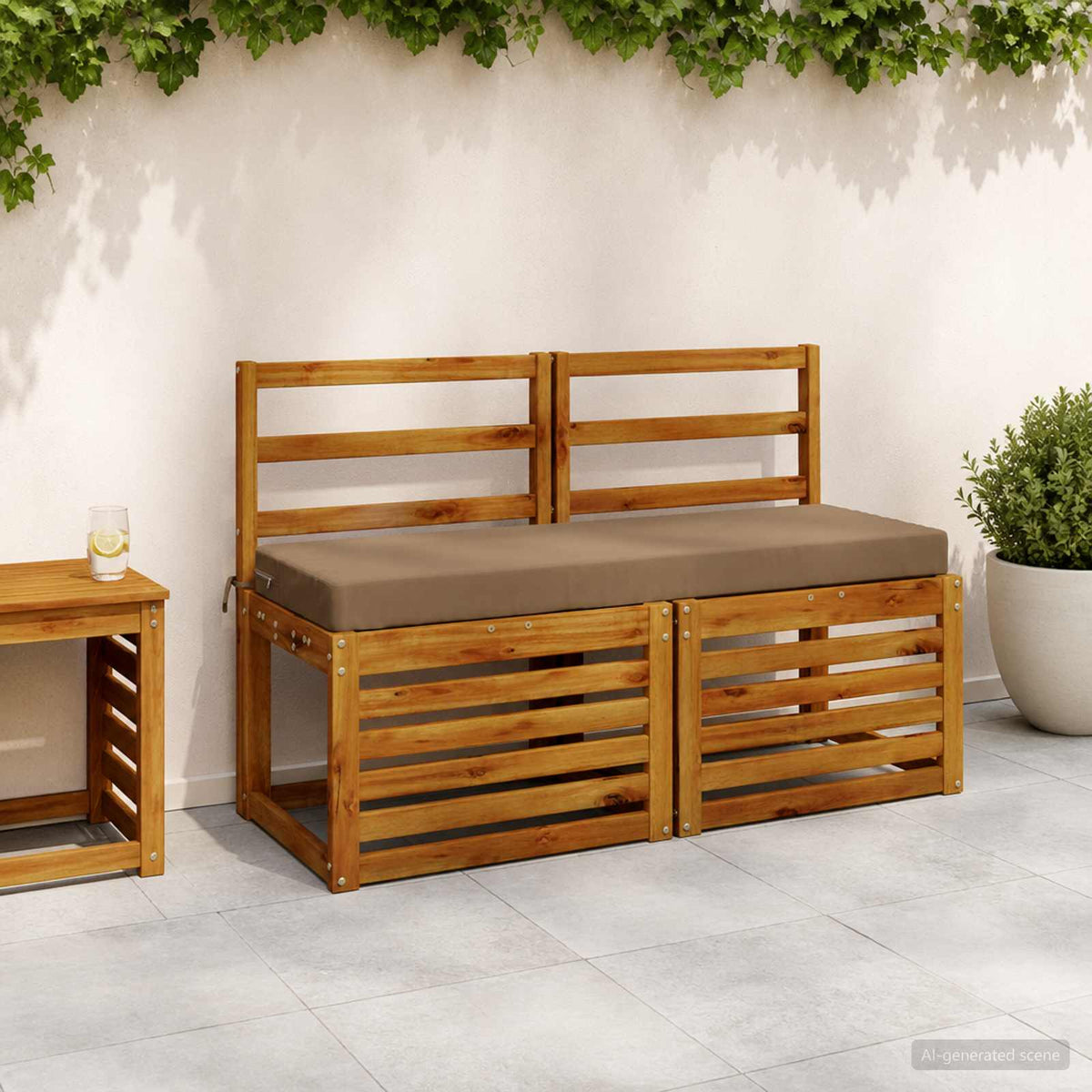 vidaXL 2-Piece Bench Cushions SOEST 2 pcs 100% Polyester Taupe