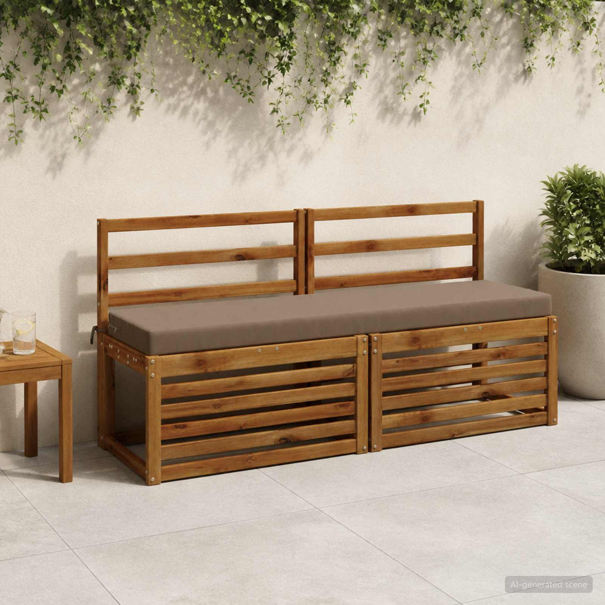 vidaXL 2-Piece Bench Cushions SOEST 2 pcs 100% Polyester Taupe