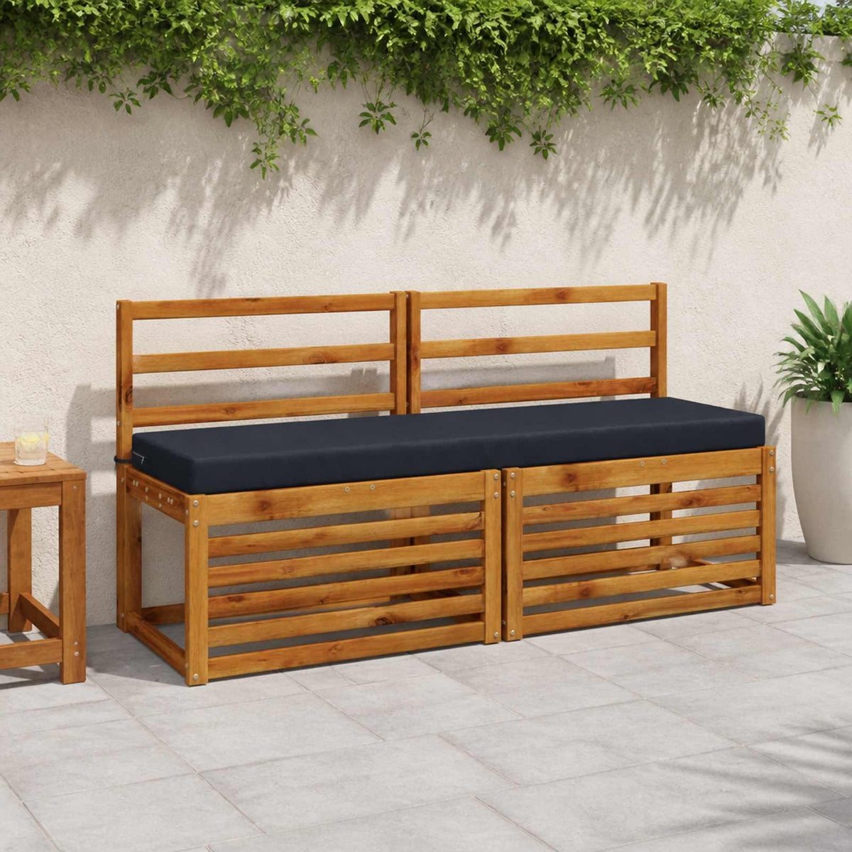 vidaXL Bench Cushions SOEST 2 pcs 100% Polyester Dark Blue