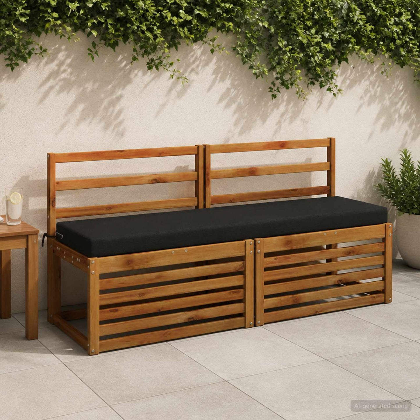 vidaXL Bench Cushion SOEST 100% Polyester Black 150 x 40 x 8 cm