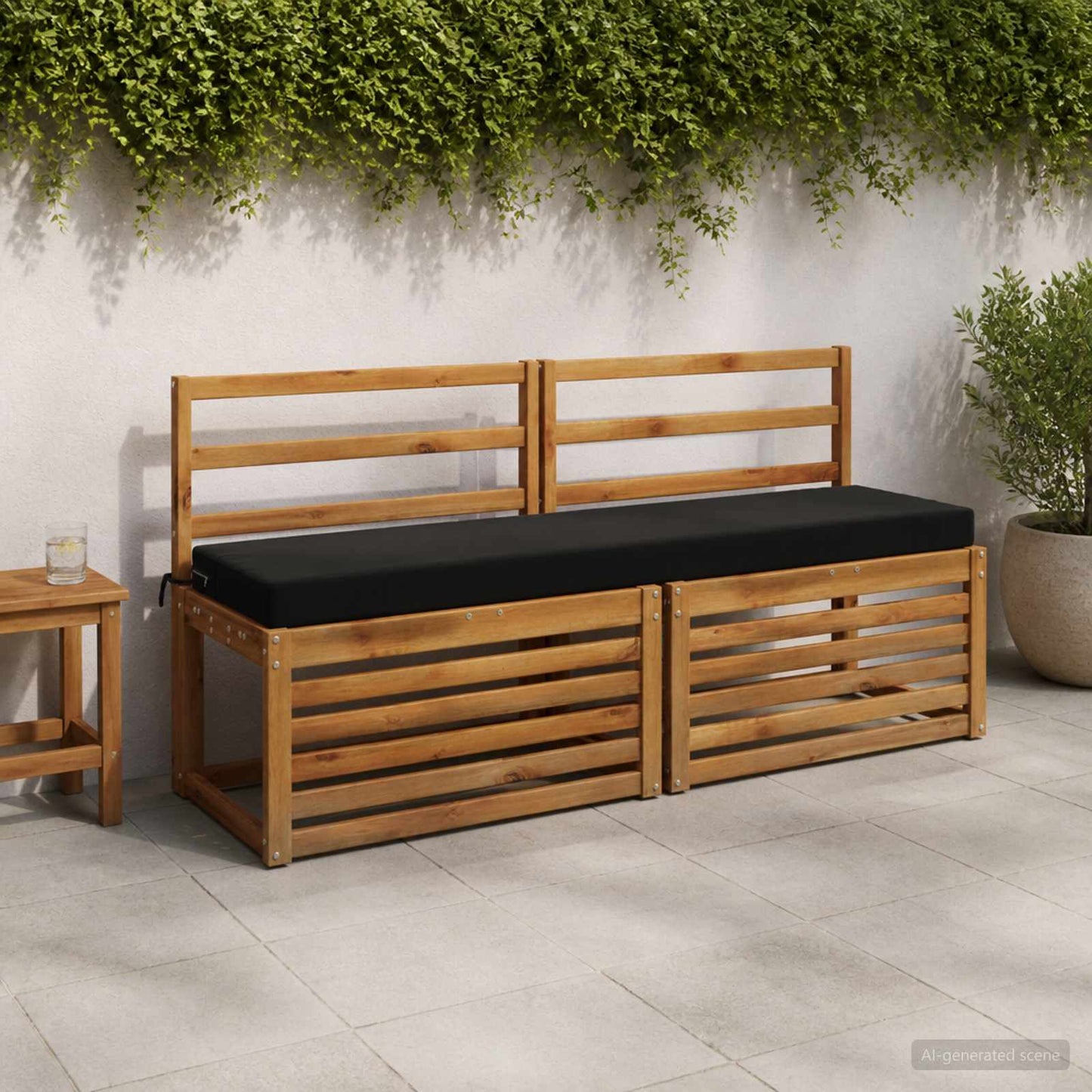 vidaXL 2-Piece Bench Cushions SOEST 2 pcs 100% Polyester Black