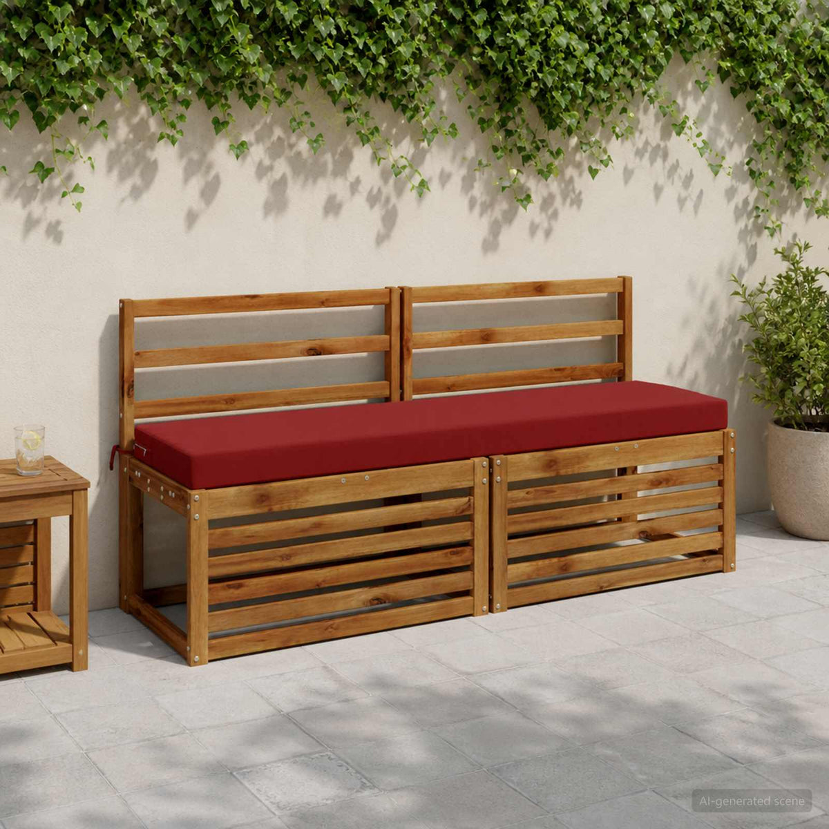 vidaXL 2-Piece Bench Cushions SOEST 2 pcs 100% Polyester Wine Red
