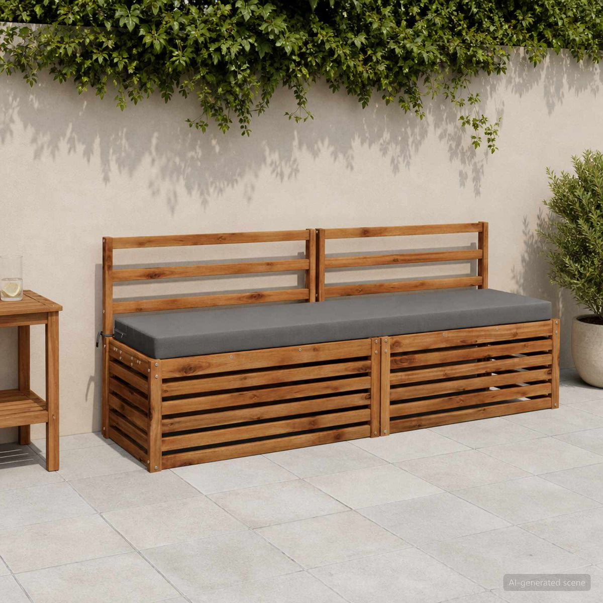 vidaXL Bench Cushion SOEST 100% Polyester Grey 180 x 40 x 8 cm