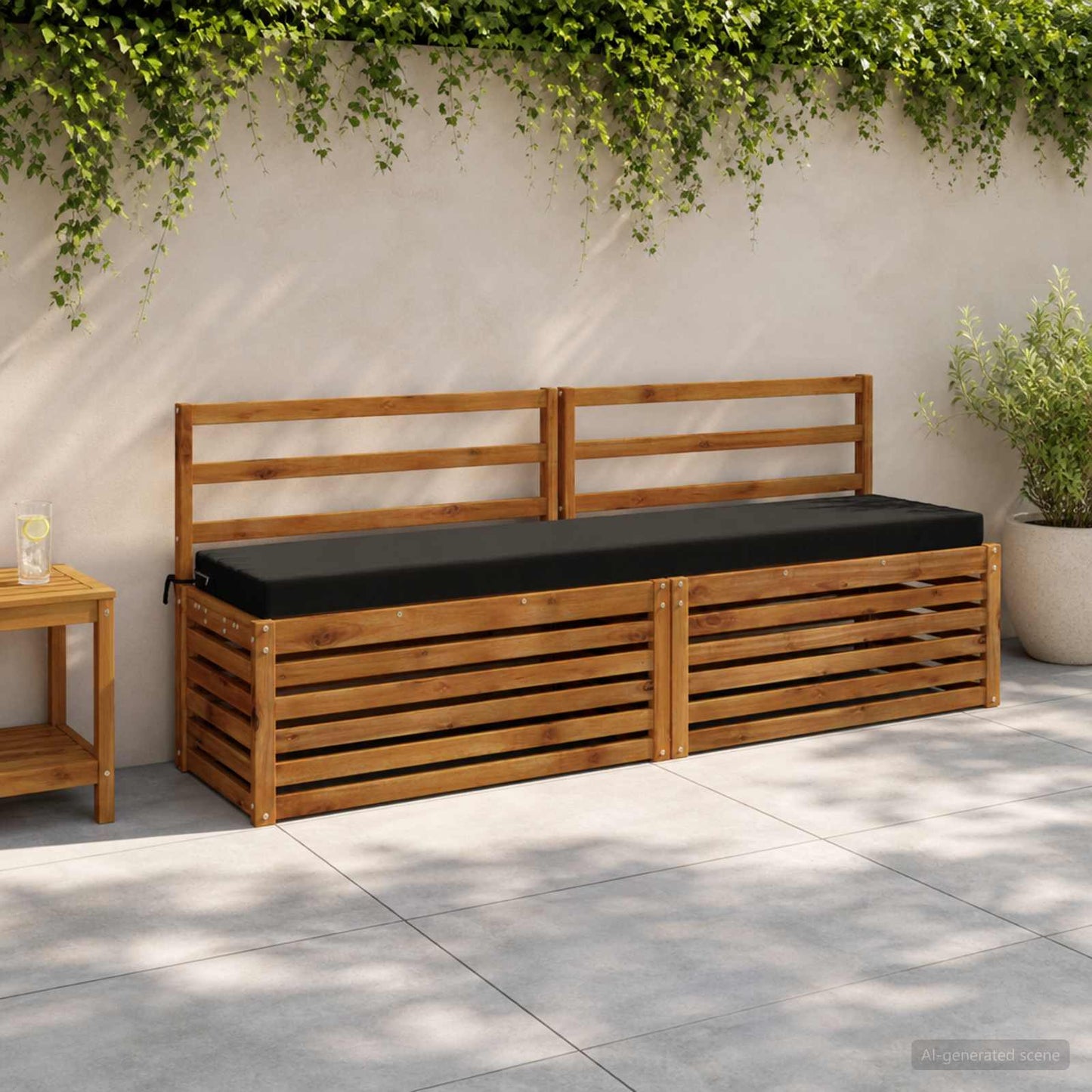 vidaXL Bench Cushion SOEST 100% Polyester Black 170 x 40 x 8 cm