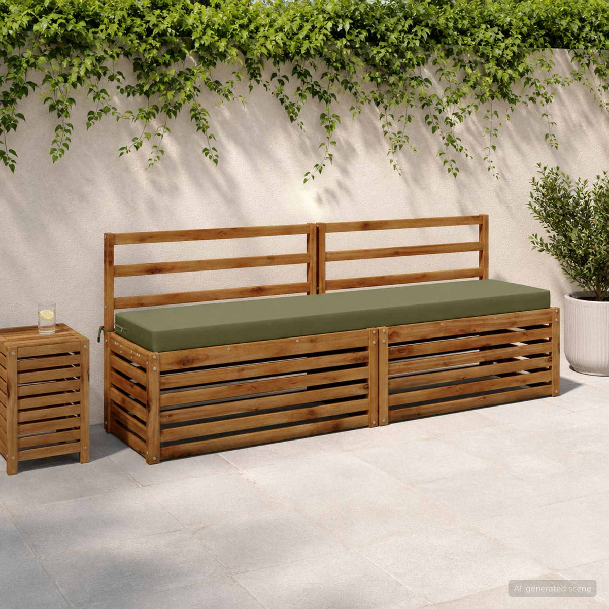 vidaXL 2-Piece Bench Cushions SOEST 2 pcs 100% Polyester Olive Green